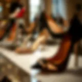 Elegant collection of stylish high heel shoes on display