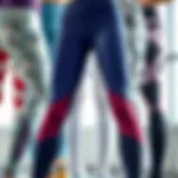 Diverse Styles of Affordable Workout Leggings A collection of stylish workout leggings in various colors and patterns.