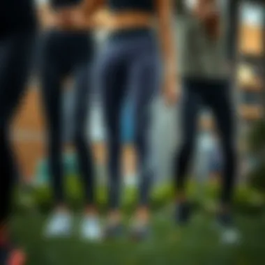 Sustainable workout leggings displayed with eco-friendly materials.