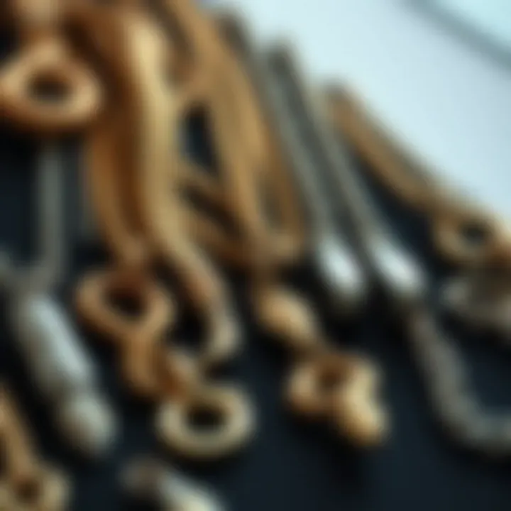 A stylish arrangement of various snake chain charms displayed artistically.