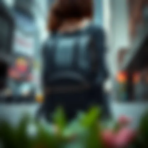 Stylish backpack purse with back zipper showcased in urban setting