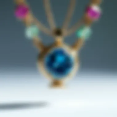 Vibrancy and Detail Close-up of a vibrant birthstone set in a decorative urn necklace