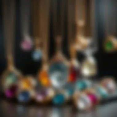 A Spectrum of Choices A collection of various birthstone urn necklaces displayed artfully