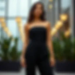 Sleek black tube top jumpsuit showcasing elegant design