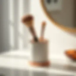 Elegant brush holder with a stylish cover