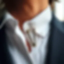 Close-up of an elegant shirt clip designed for a sleek look
