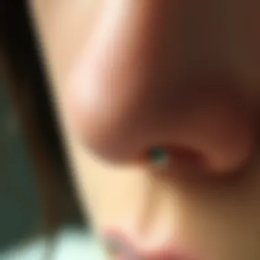 Proper Maintenance of Septum Piercing Close-up of a well-maintained septum piercing