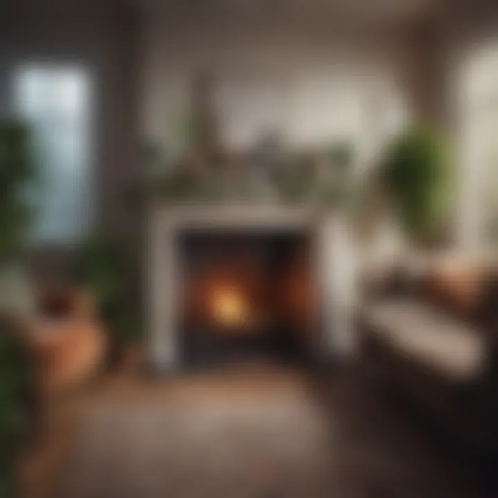 A cozy fireplace adorned with realistic artificial greenery, enhancing the ambiance.