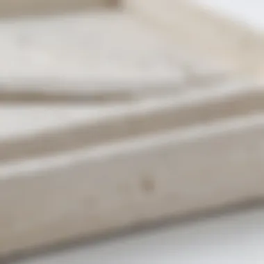 Close-up of textures on a white washed wood tray