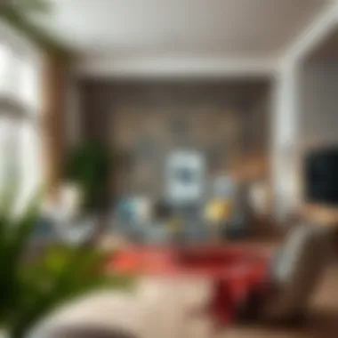 Tapestry in Modern Living Room A modern living room featuring tapestry as a focal point