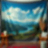 A beautifully woven tapestry depicting a scenic landscape