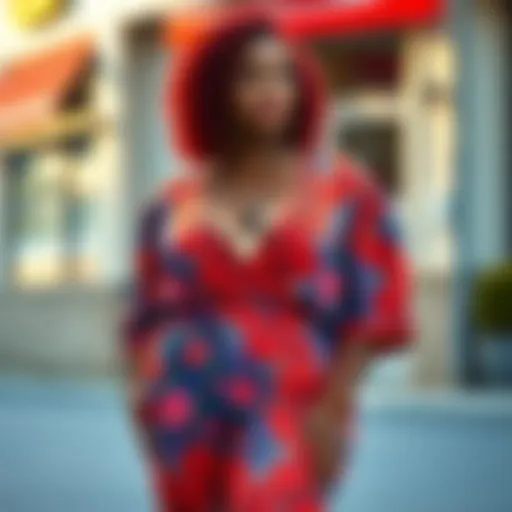 A stylish plus size outfit from Emery Rose showcasing vibrant colors and patterns.