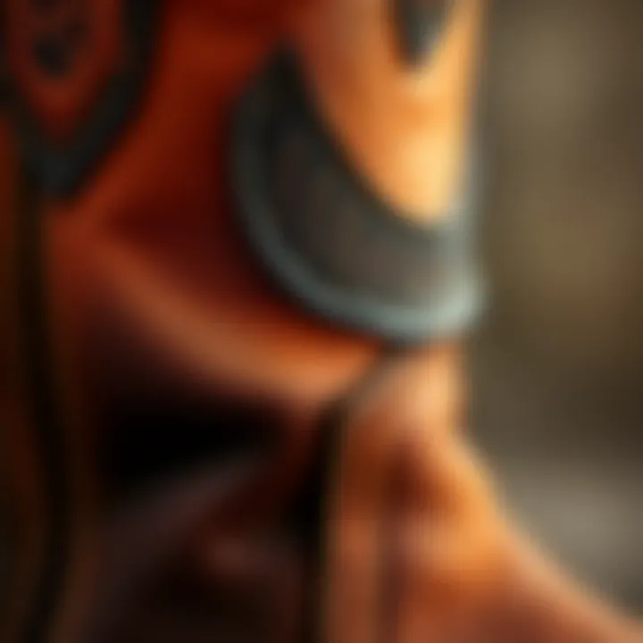 Quality Material in Cowgirl Boots Close-up of quality material used in tall cowgirl boots