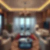 A stylish anime-themed living room showcasing elegant decor