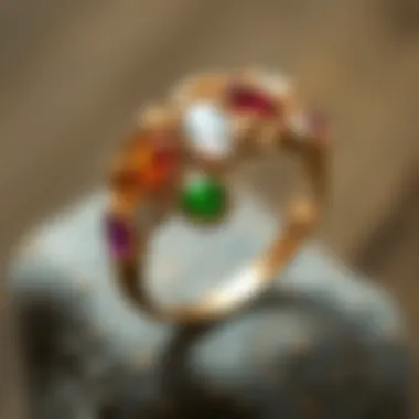 Unique Girlfriend Ring with Gemstones Charming GF ring adorned with unique gemstones and symbols of love