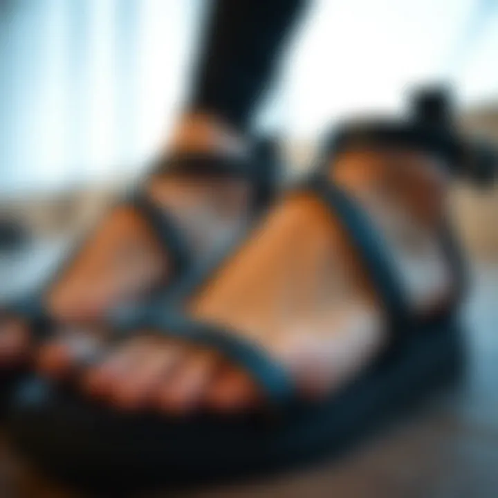 Intricate Design Details of Black Sandals Close-up of the intricate design details of black sandals