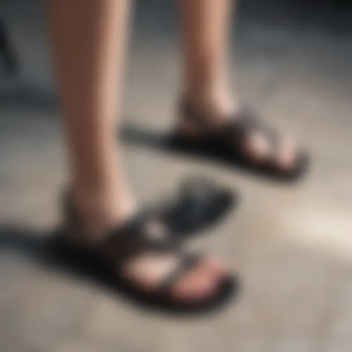 Cultural significance of black flat sandals represented in a fashion context