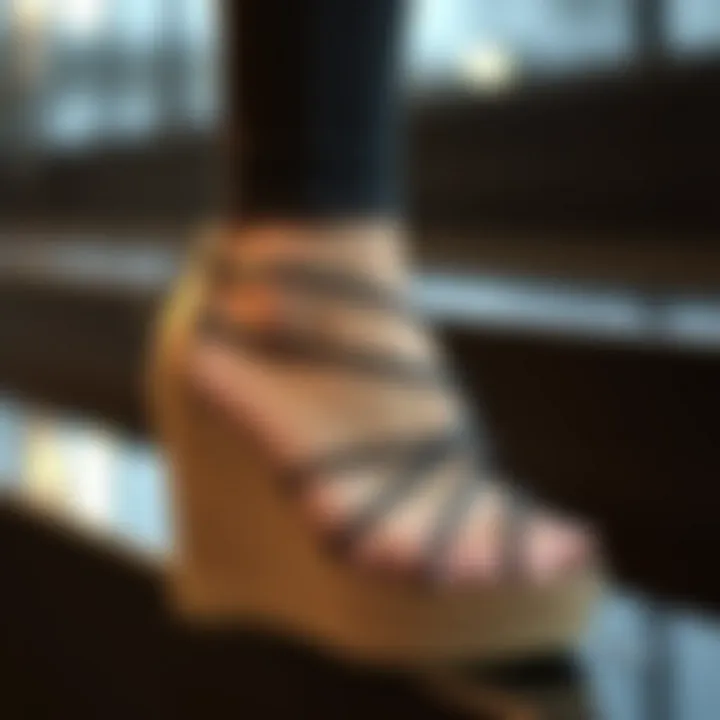 Elegant closed toe wedge with intricate strap design