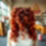 Vibrant curly colored clip-in hair extensions displayed on a stylish background