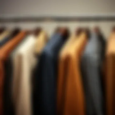 Elegant display of various tweed jackets in muted colors on hangers