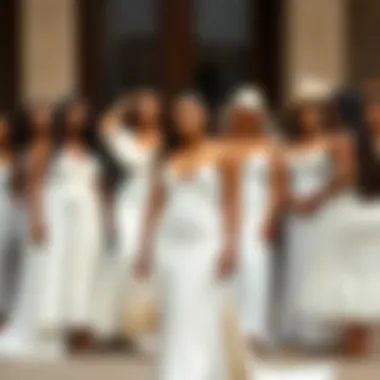 Diversity in Styling Size 30 White Dresses Diverse group showcasing different styles of size 30 white dresses