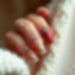 Detailed view of decorative press on nails