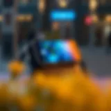 A stylish phone purse with a touch screen interface.