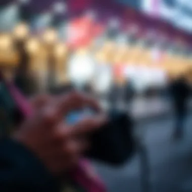 User interacting with a phone purse showcasing its usability.