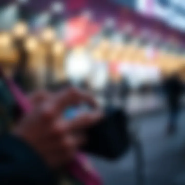 User interacting with a phone purse showcasing its usability.