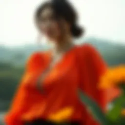 Elegant flowy blouse in a vibrant color