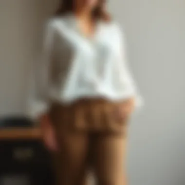 Versatile flowy blouse paired with tailored pants