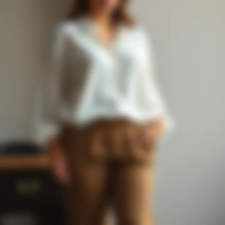 Versatile flowy blouse paired with tailored pants