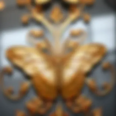 Close-up of intricate gold butterfly decor showcasing craftsmanship