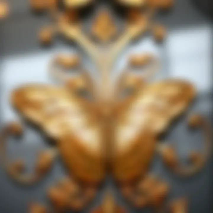Close-up of intricate gold butterfly decor showcasing craftsmanship