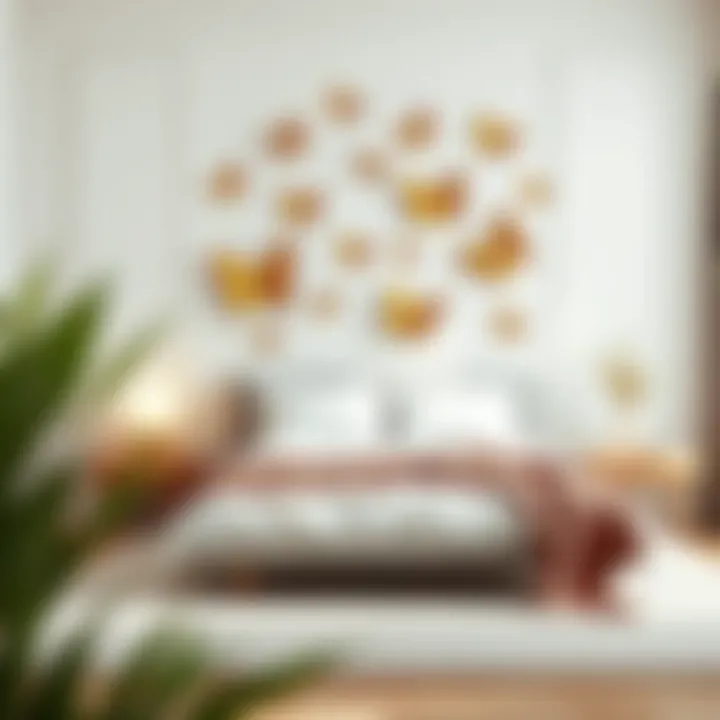 Gold butterfly wall decor styled in a minimalist bedroom setting