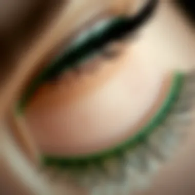 Intricate Details of Green Lashes Close-up of green false lashes with intricate details