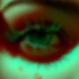 Vibrant green false lashes showcasing a bold makeup look