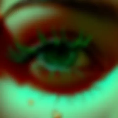 Vibrant Green False Lashes Vibrant green false lashes showcasing a bold makeup look