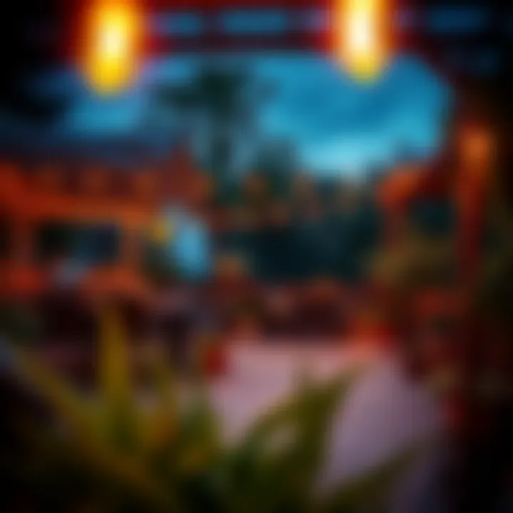 Elegant patio decorated with red solar string lights for gatherings