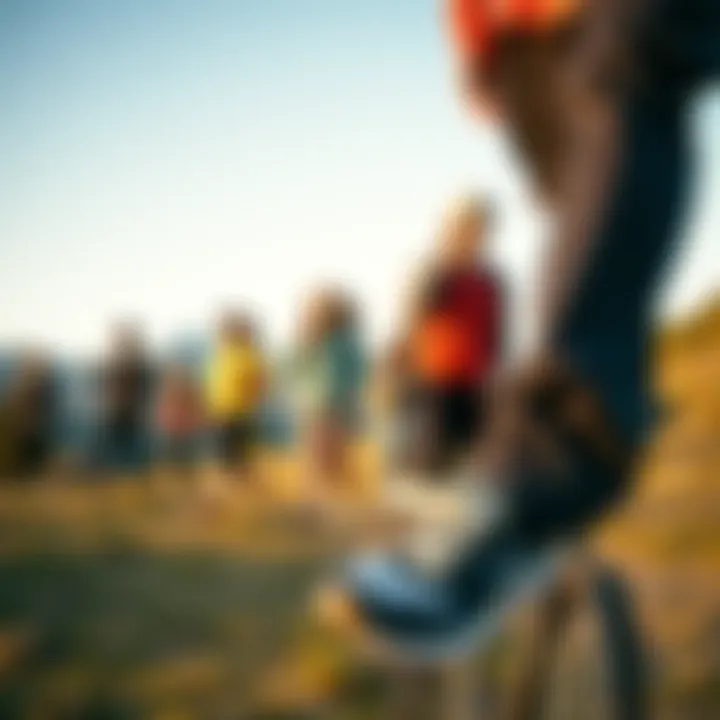 Versatility in Action with Merrell Sneakers A dynamic outdoor scene featuring individuals enjoying various activities while wearing Merrell lightweight sneakers.