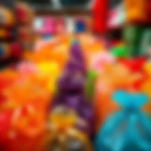 Elegant display of organza bags in assorted colors for gifting