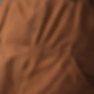 Close-up of high-quality fabric of brown overalls