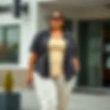 Casual plus size outfit featuring a stylish top and comfortable pants