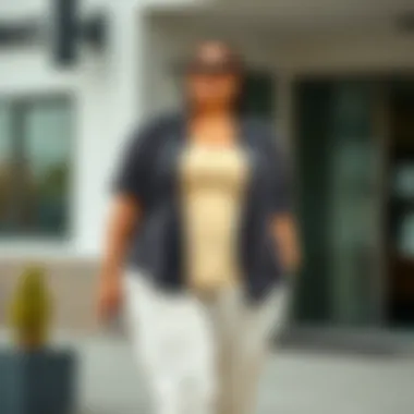 Stylish Plus Size Casual Outfit Casual plus size outfit featuring a stylish top and comfortable pants