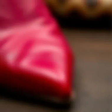 Close-up of red leather texture showcasing craftsmanship