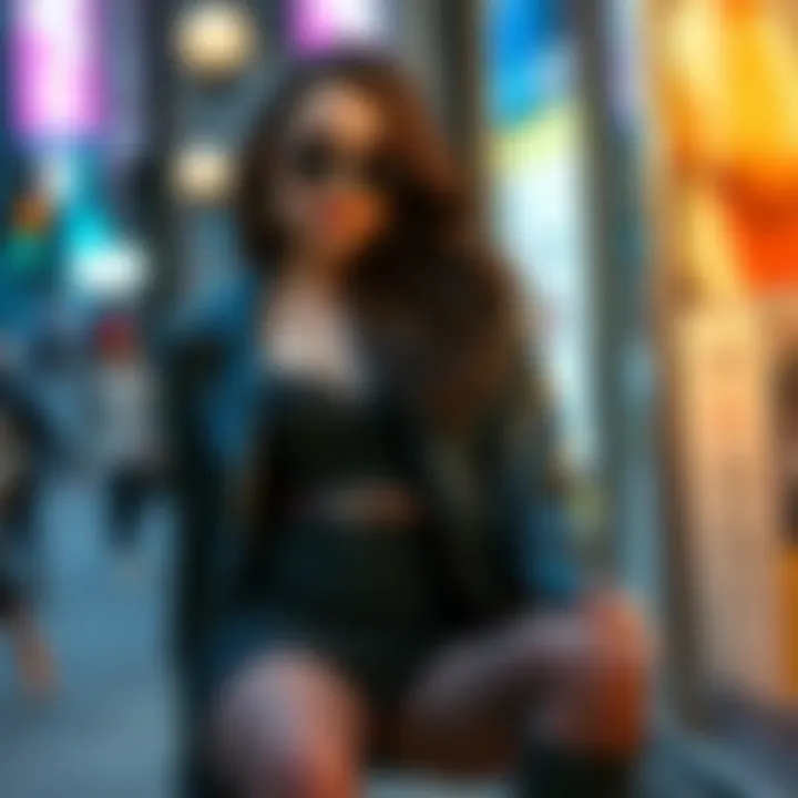 Chic Styling with Sparkly Fishnets Stylish outfit featuring sparkly fishnets paired with chic attire