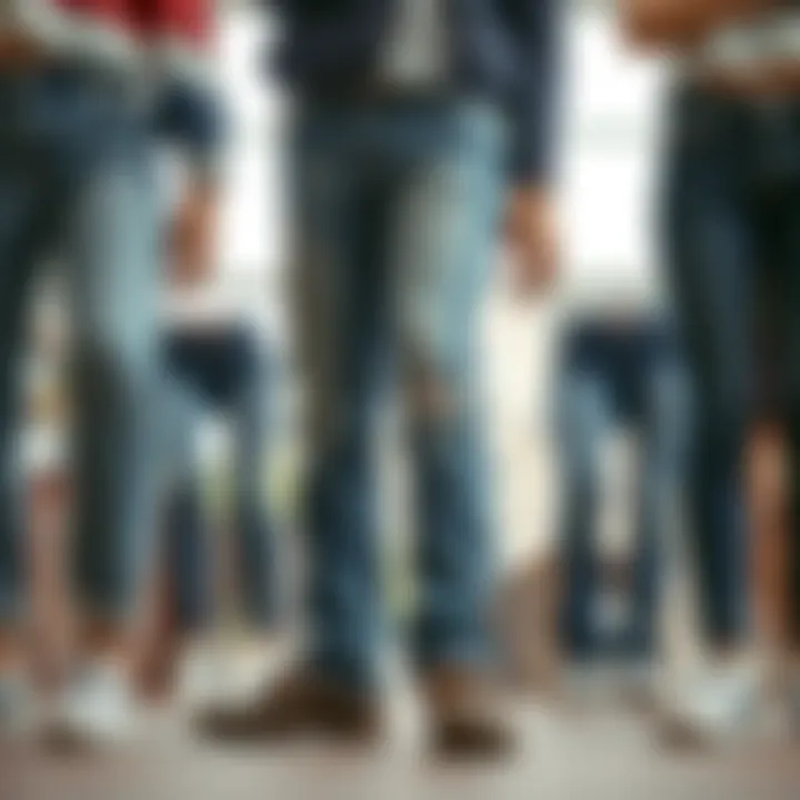 Different fits of jeans displayed for pre-teens