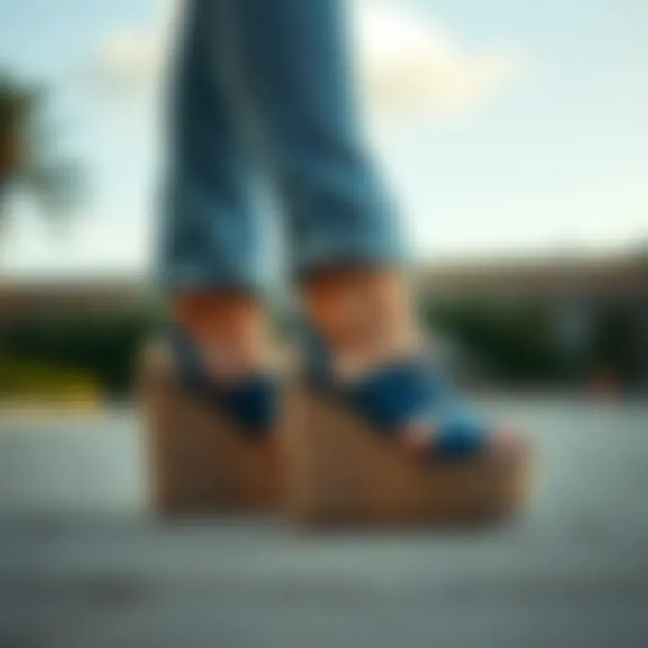 Comfortable wedge shoes paired with casual attire