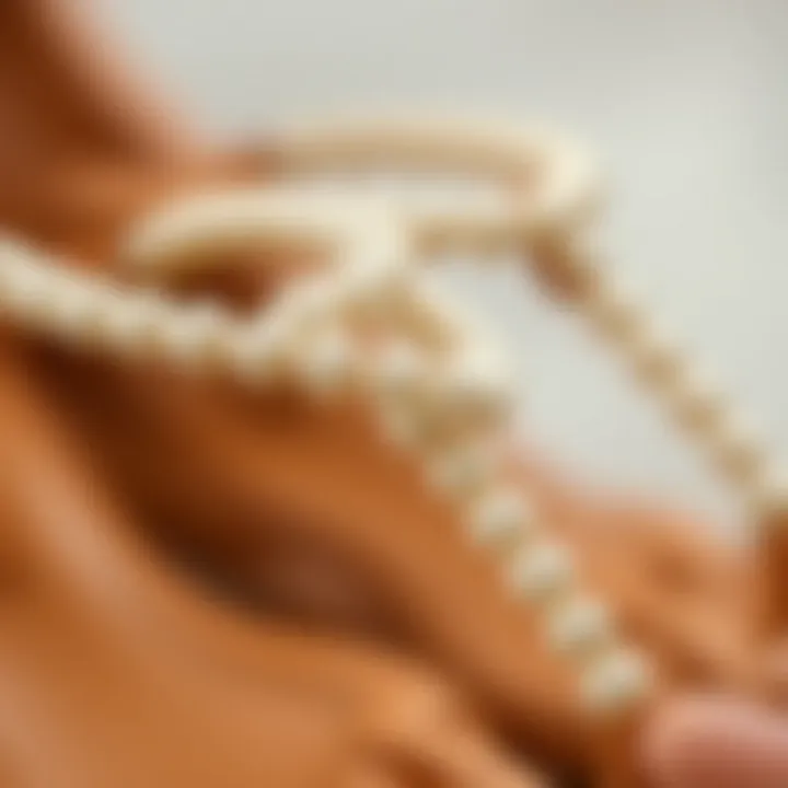 Intricate Pearl Detailing Close-up of pearl detailing on sandal straps