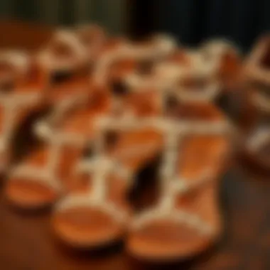 Diverse Styles of Pearl Strap Sandals A collection of pearl strap sandals in various styles